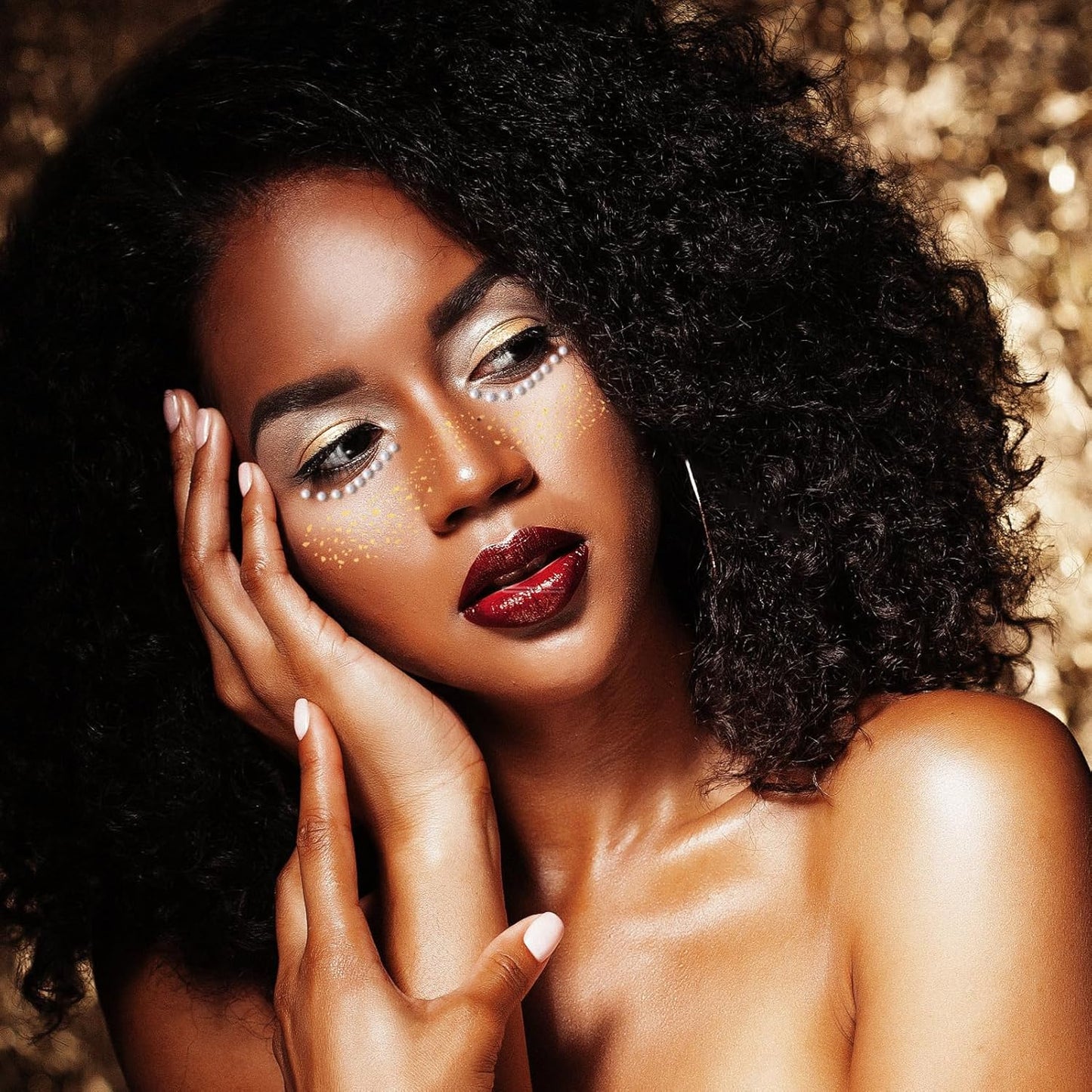 XANGNIER Glitter Freckles Face Tattoo,9 Sheets Face Glitter Makeup Sparkles Stickers for Women,Gold Silver Jewels Gems Half Magic Stickers for Fairy Accessories,Rave Festival Trinkets Accessories