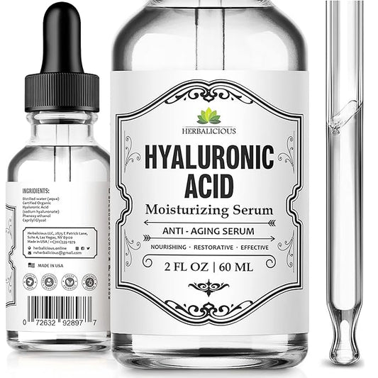 Hyaluronic Acid Serum – Hyaluronic Acid Serum for Face – Paraben-Free Pure Hyaluronic Acid – Moisture Boost Hydrating Serum – Anti-Aging Serum for Fine Lines, Wrinkles – 2oz