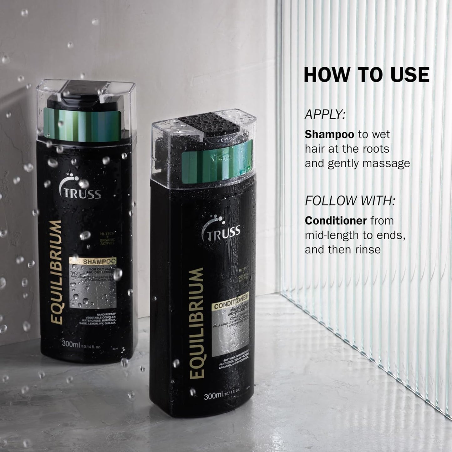 TRUSS Equilibrium Shampoo for Oily Hair - Itchy Scalp Treatment for Color-Treated Hair - Helps Balance Oily Scalp & Dry Ends - Hydrating & Cleansing Formula - Salt & Dye-Free (10.14 oz)