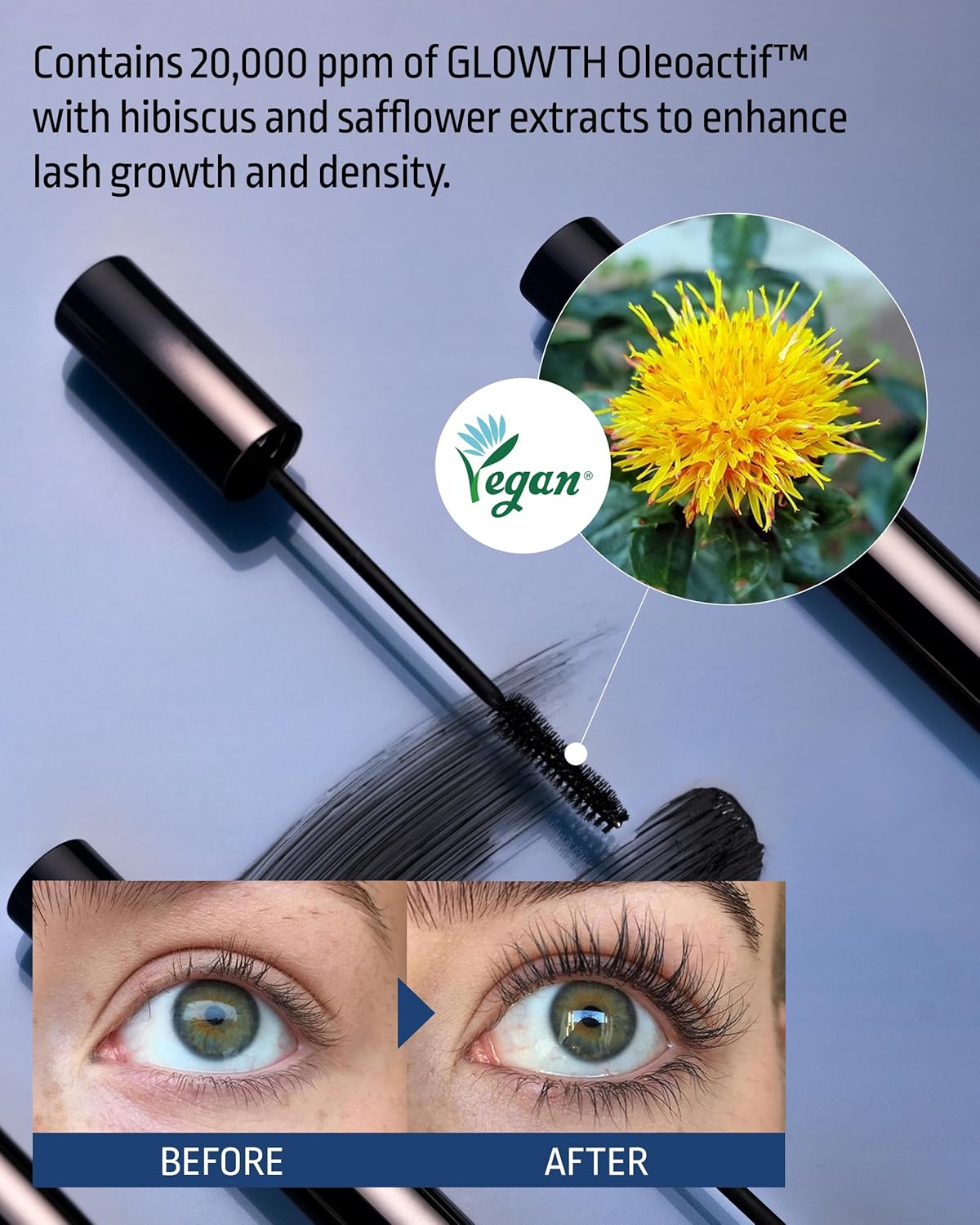 HEVVYMAKEUP Define Eyes Mascara Black Volume & Curl - Volumizing, Curling, Defining - Bold & Lifted Lashes - Feathery Soft, No Smudging, No Clumping - Korean Eye Makeup, 0.30 fl.oz.