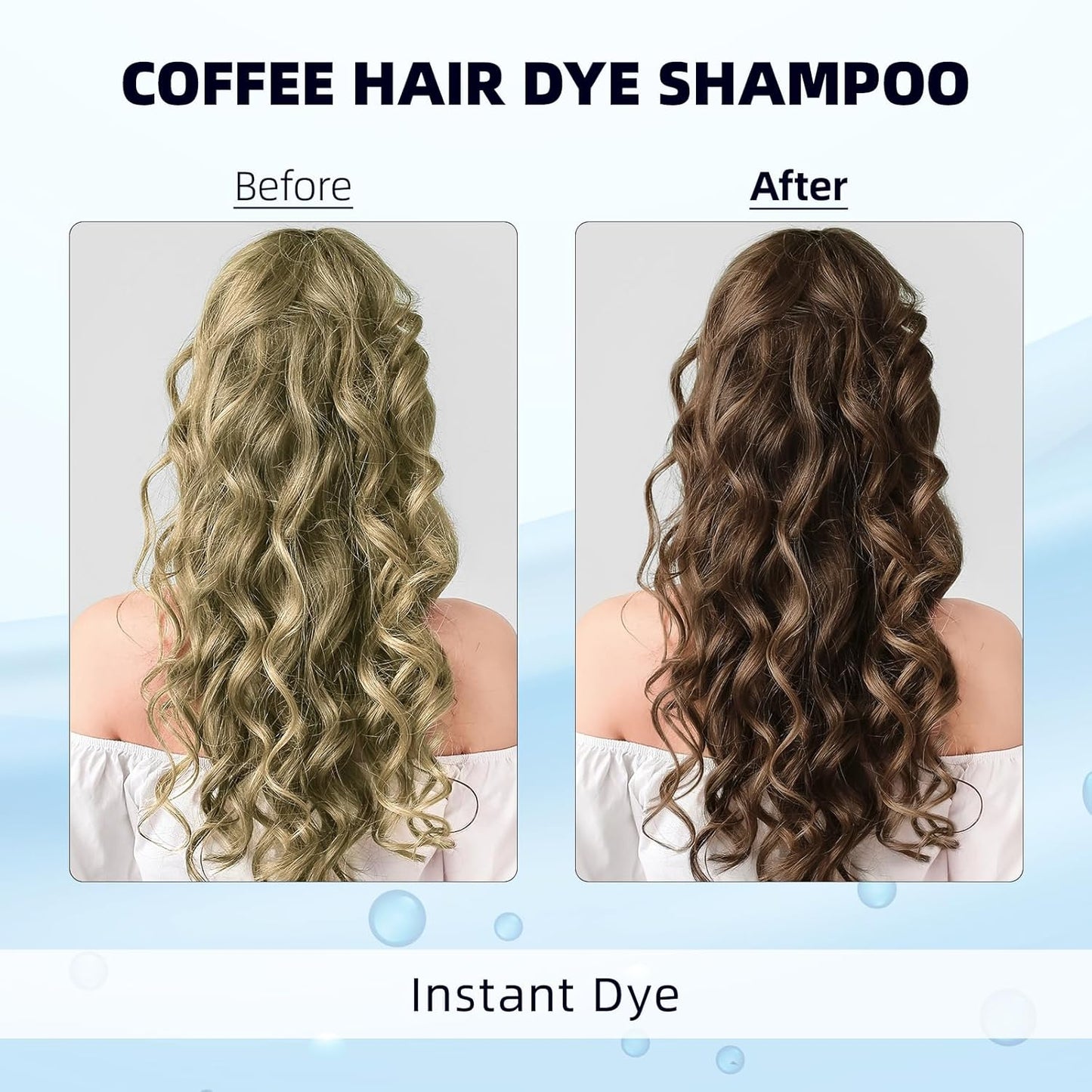 Ivnil Coffee Hair Dye Shampoo 3 in 1 Instant Color for Grey Coverage Seimi Permanent for Women/Men (Coffee)