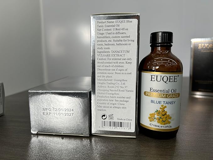 Blue Tansy Essential Oil 118mL/4oz Pure Blue Tansy Oil Premium Essential Oil for Diffuser, Soap Making, Skin Care with Glass Dropper