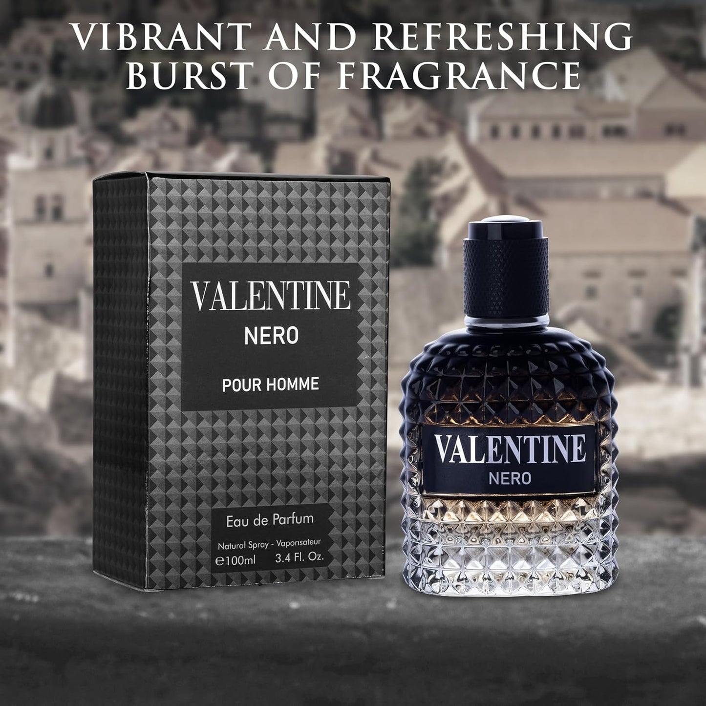 URBAN COLLECTION Valentine Nero for Men - Woody Aromatic Fragrance with Floral and Mineral Notes - Masculine Scent - 100ml