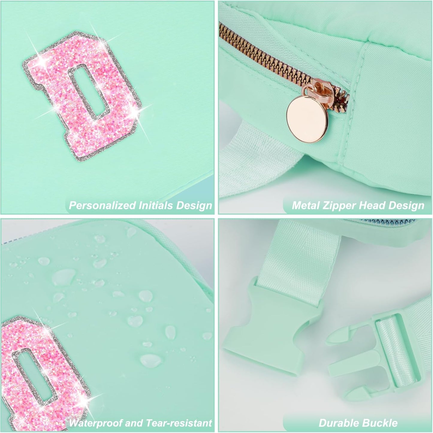 Fanny Pack Belt Bag Crossbody Bags with Initials Letter Patch Trendy Stuff for Teens Cute Stuff Birthday Gifts for Teenager Girls - D,Light Green Bag