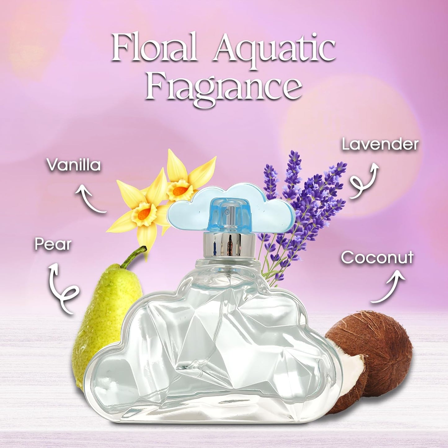 2PCS Soft Cloud Eau de Parfum for Women - 90ml Floral & Fruity Perfume with Lavender, Coconut, Vanilla & Pear, Long-Lasting Feminine Fragrance