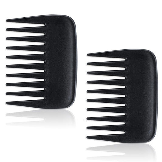 2 Pcs Wide Tooth Comb, Pocket Small Travel Mini Curly Hair Comb Wallet Shower Styling Comb Suitable for Women and Men Straight, Curly Hair, Wet and Dry Hair for Travel and Home Use, Black