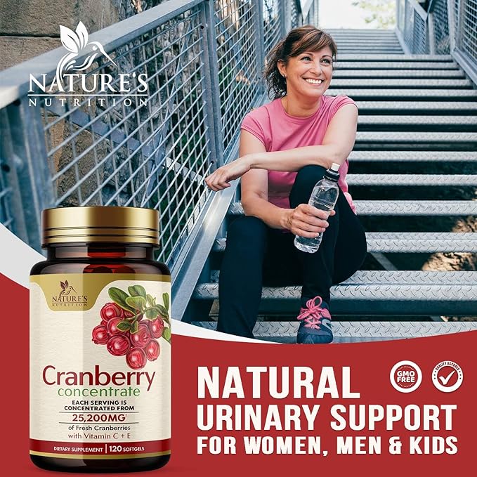 Cranberry Concentrate Extract Supplement for Women 25,200mg Formula 120 Softgels