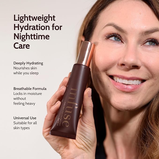 Infuse Skin Yerba Mate Night Revival Cream | Anti-Aging Moisturizer for Mature Skin | Hydrating & Firming with Peptides & Ceramides | Overnight Repair | 50ml