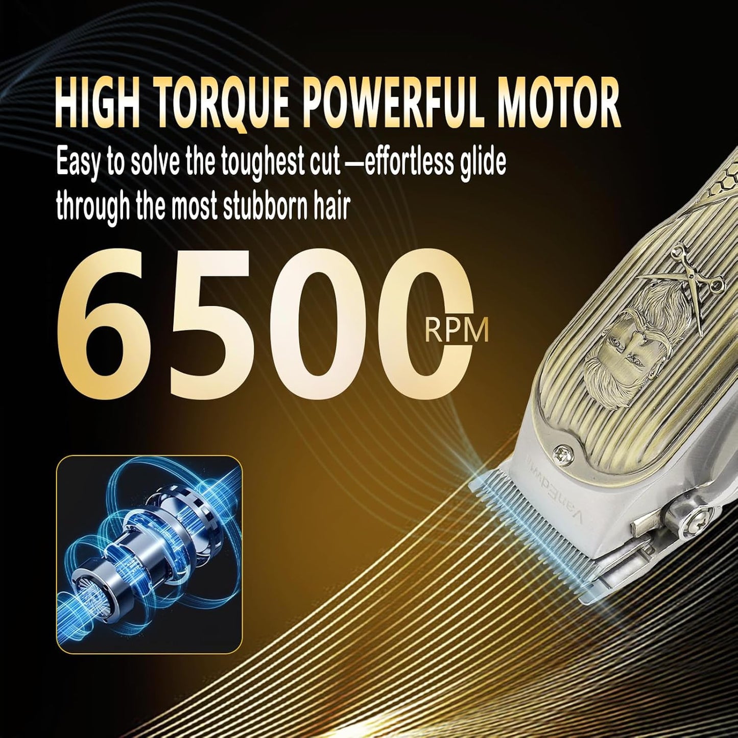 VanEdwin Heavy Duty Professional Hair Clippers for Men, Premium Feel, Texture & Grip, Cordless Mens Hair Clippers for Barbers, Quiet Hair Trimmer for Men & Kids, Clippers for Hair Cutting