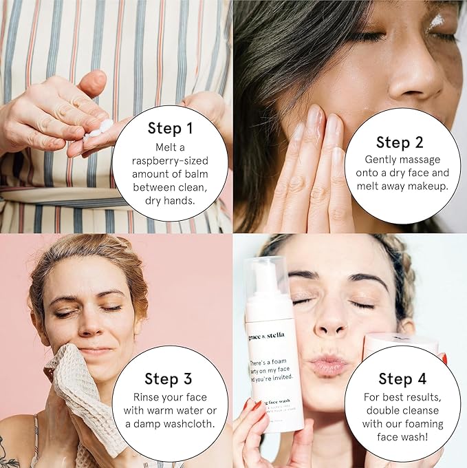 grace & stella Makeup Remover Cleansing Balm - Hydrating Facial Cleanser with Vitamin E for Soft, Nourished Skin - Melt Stubborn Waterproof Make Up, Mascara, Eye Liner - Vegan Skincare (102g/ 4.3 oz)