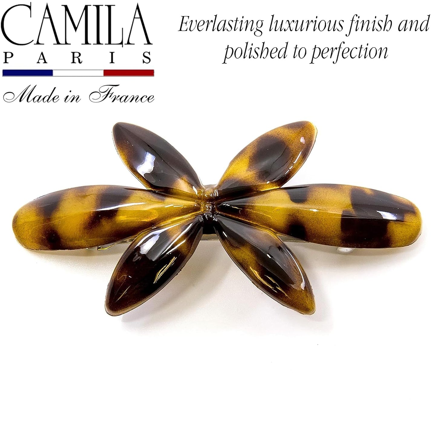 Camila Paris CP2880 French Hair Barrette Clip for Girls Flower, Tokyo, Automatic Clasp Strong Hold Grip Hair Clips for Women, No Slip and Durable Styling Girls Hair Accessories, Made in France