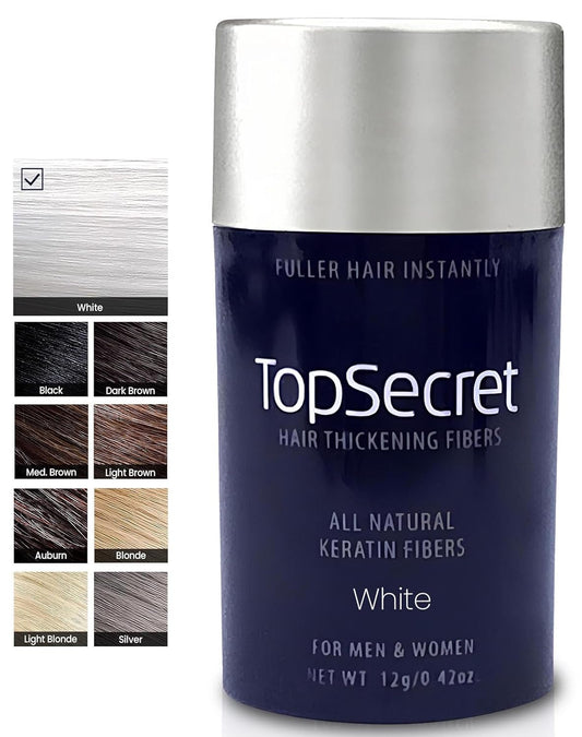Top Secret Hair Thickening Building Fibers Refills - Undetectable & Natural Hair Filler - for Men & Women - Instantly Fill In Fine Thinning Hair - Weather & Sweat Resistant (White, Regular)