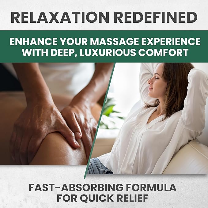 Sore Muscle Massage Oil with Arnica, Tea Tree & Eucalyptus Oils, Massage Oil for Massage Therapy, Muscle Relief, Relaxation, Tension & Skin Softening for Professional & Home Use (Pack of 2)