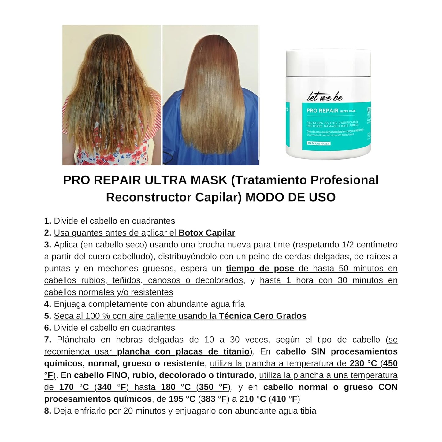 Let Me Be Pro Repair Ultra Mask BTX 500g – Single Step Hair Treatment for Professional Repair and Nourishment – Restores Dry, Damaged Hair and Boosts Shine