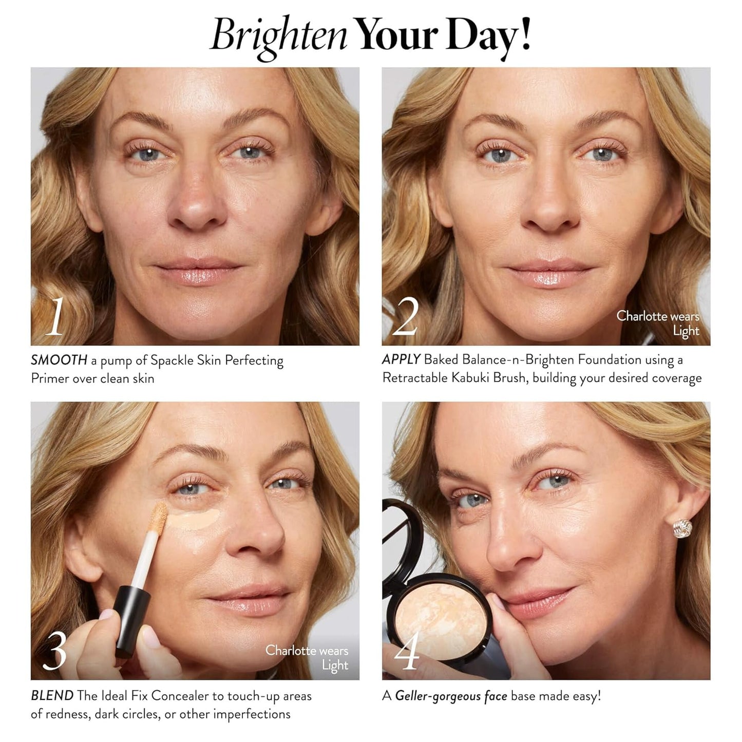 LAURA GELLER NEW YORK Award-Winning Baked Balance-n-Brighten Color Correcting Powder Foundation - Deep - Buildable Light to Medium Coverage - Demi-Matte Natural Finish