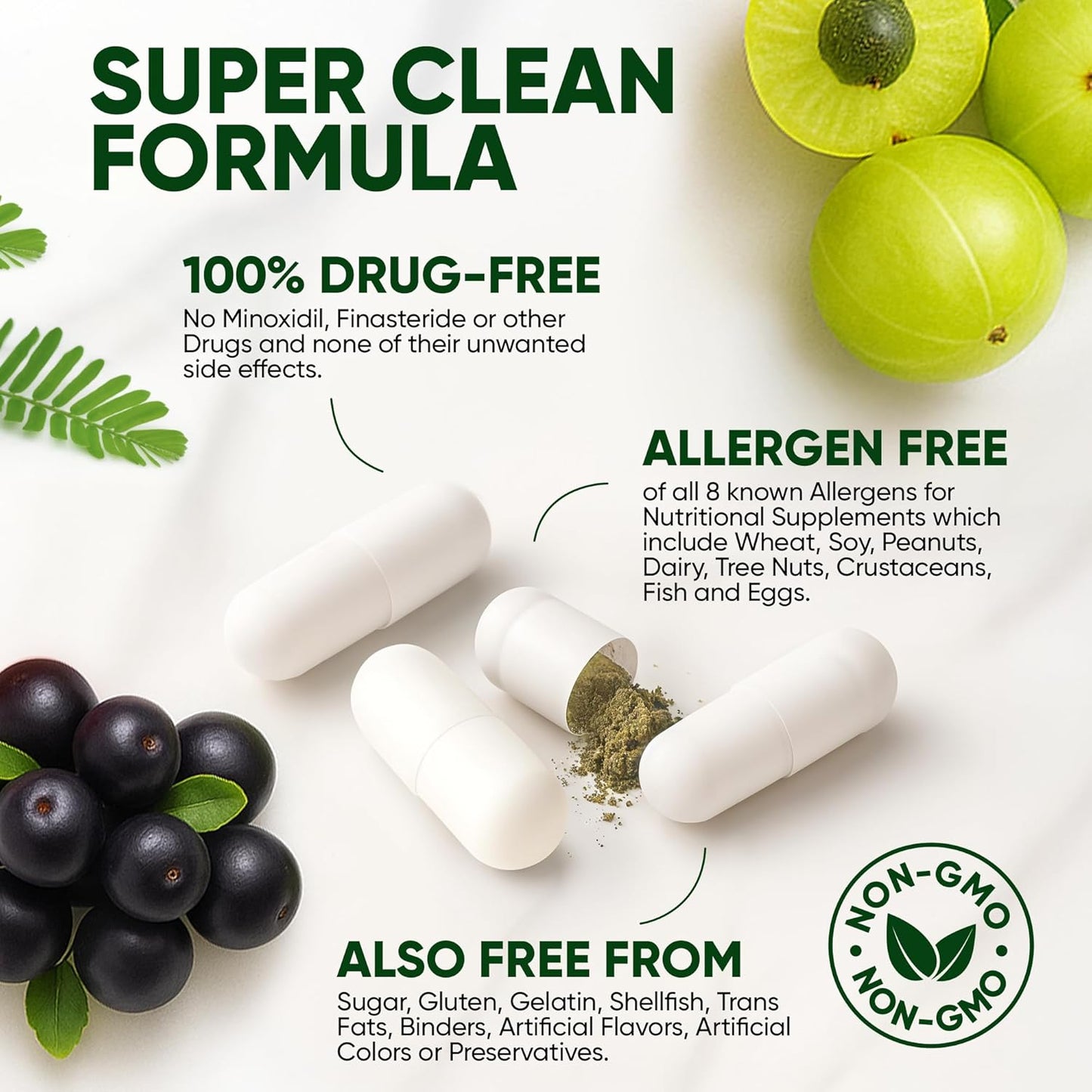 Tru Bloom Hair Growth Vitamins - 2 Month Supply. Clinically Proven to Grow Fuller, Thicker Hair. Drug-Free with Biotin, Collagen, Keratin, MSM, Zinc, D3 + Hair Superfoods