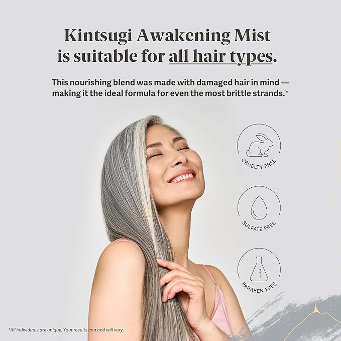 Kintsugi Awakening Mist Scalp Tonic- Help Combat Signs of Aging Hair, Leave-in Treatment for Reducing Buildup- Supports Moisturized, Fuller Looking Hair w/Keratin, Green Tea Extract, & Chamomile