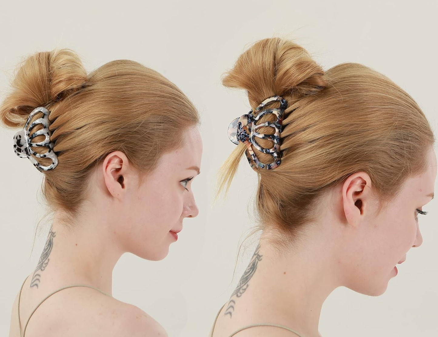 Bohemian Tortoise Shell Hair Clips Women Strong Grip Claw Clips, Ladies Acrylic Celluloid Medium Boho Hair Clips for Fine Thin Hair Accessories