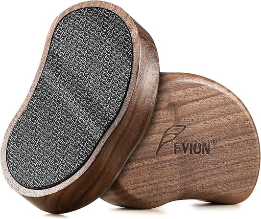 FVION Nano Glass Foot File with Bamboo Handle - Foot Scrubber Dead Skin Pumice Stone for Feet - The Ultimate Gentle Pedicure File Feet Callus Remover (Brown)