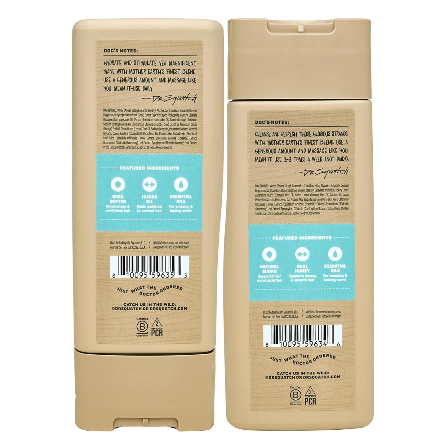 Dr. Squatch Natural Hair Bundle for Men - Healthy, Full Looking Hair - Coconut Castaway Shampoo (8 fl oz), Coconut Castaway Conditioner (11.5 fl oz)