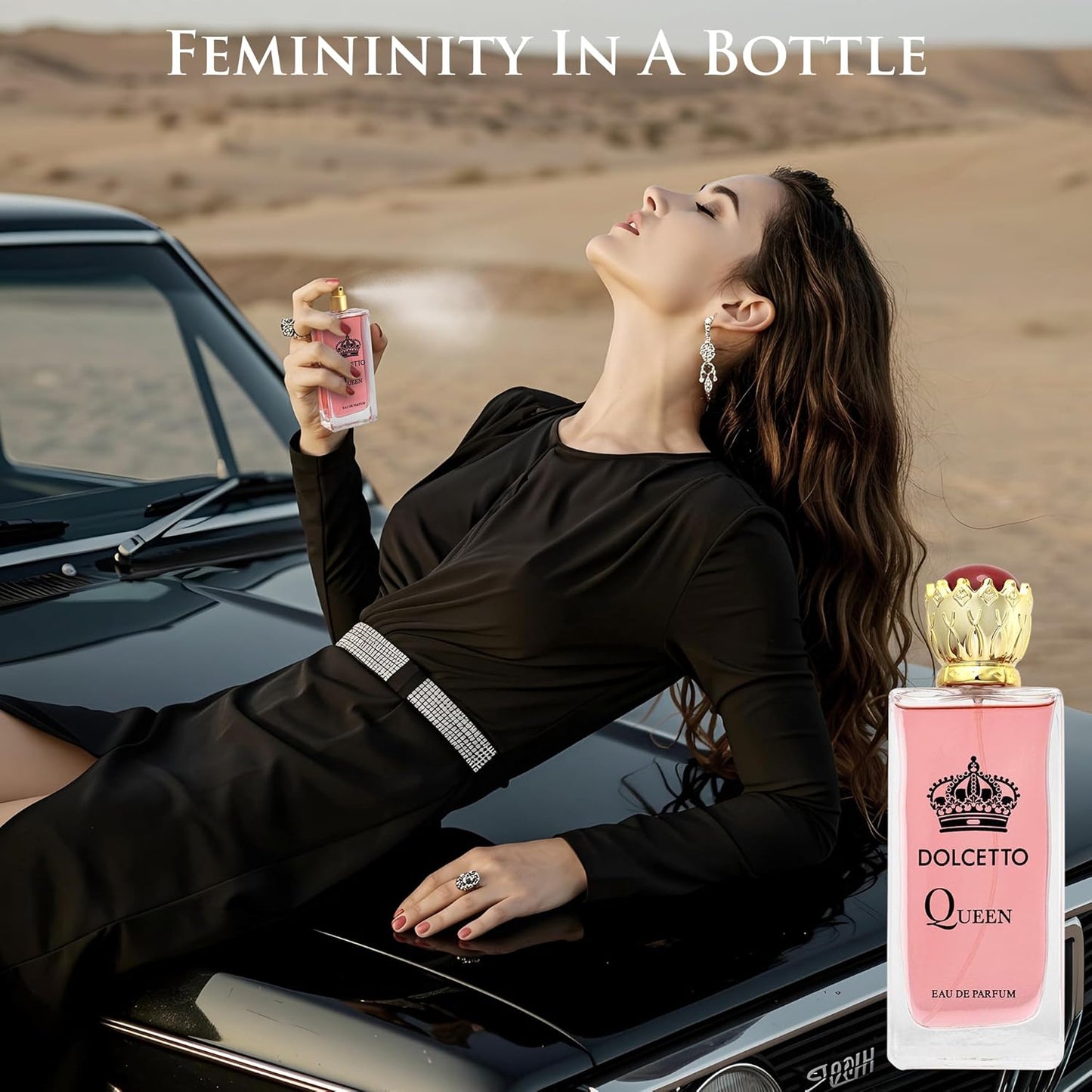 Dolcetto Queen for Women - Floral Fruity Fragrance - Top Notes of Apple, Water Lily & Osmanthus Combined with Lotus, Jasmine & Honeysuckle - Base Scents of Cashmere Wood & Iris - Elegant 100ml Bottle