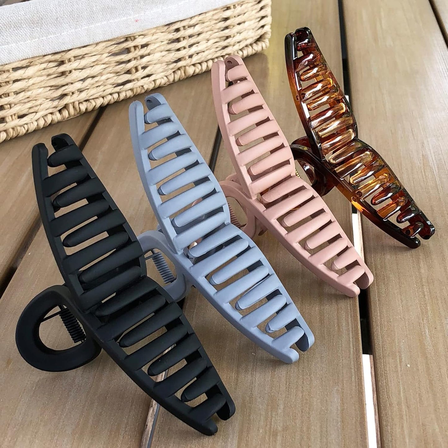 Hair Claw Clips Large 4.3 Inch No Slip Big Matte Jaw Butterfly Clip Clamp 4 Colors for Thin Fine Thick Hair Women, 4 Pack
