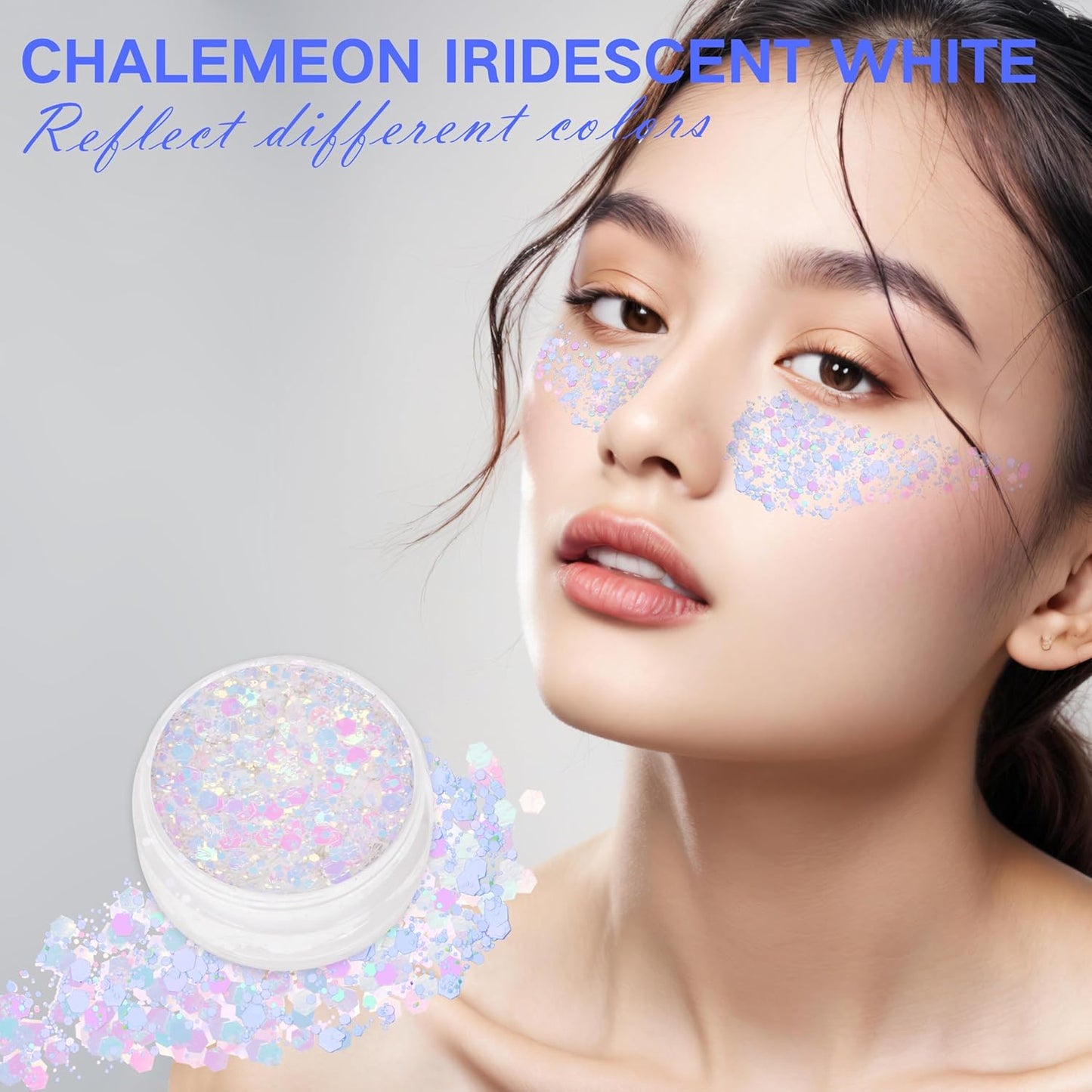 Mermaid White Face Glitter Gel,10g/pc 4 Styles Body Glitter for Kids,Mardi Gras Outfits Sparkling Hair Glitter Cheer Makeup Glitters Rave Festival Accessories,40g/1.41 oz