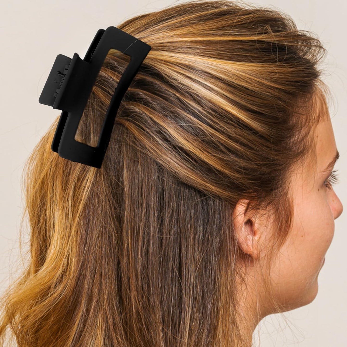 2 Pieces Square Claw Clips 3.5 Inch Matte Non-slip Hair Clamps Medium Hair Claw Clips Fashion Strong Hold Banana Clip Thick Thin Hairs Styling Accessories for Women Girls