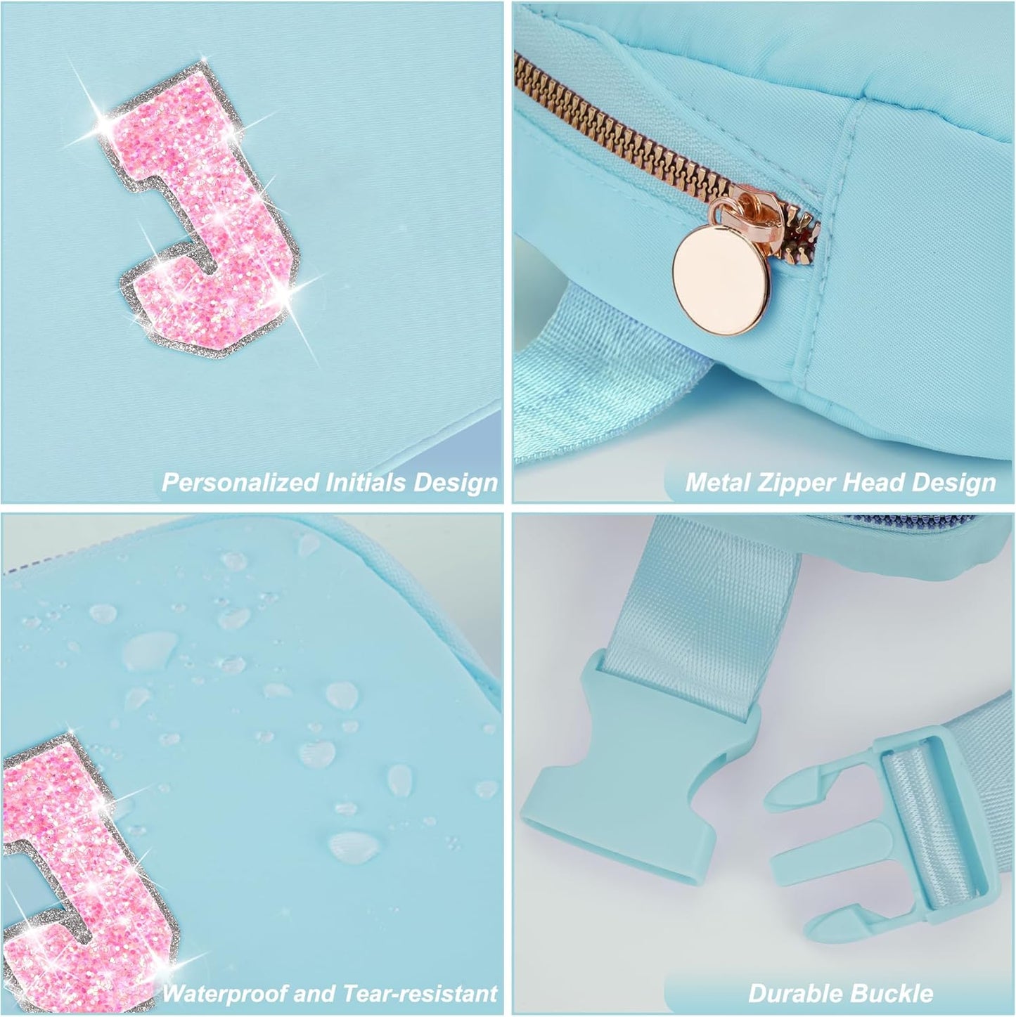 Fanny Pack Belt Bag Crossbody Bags with Initials Letter Patch Trendy Stuff for Teens Cute Stuff Birthday Gifts for Teenager Girls | J,Blue Bag