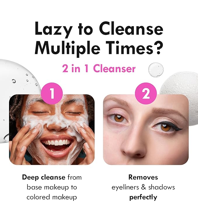 CELEFIT Double Effect Cleanser Oil to Foam - Korean Cleansing Oil Makeup Remover Foaming Facial Cleanser | Makeup Remover Oil to Foam Cleanser Face Wash for Women & Men | Korean Oil Cleanser (6.34oz)