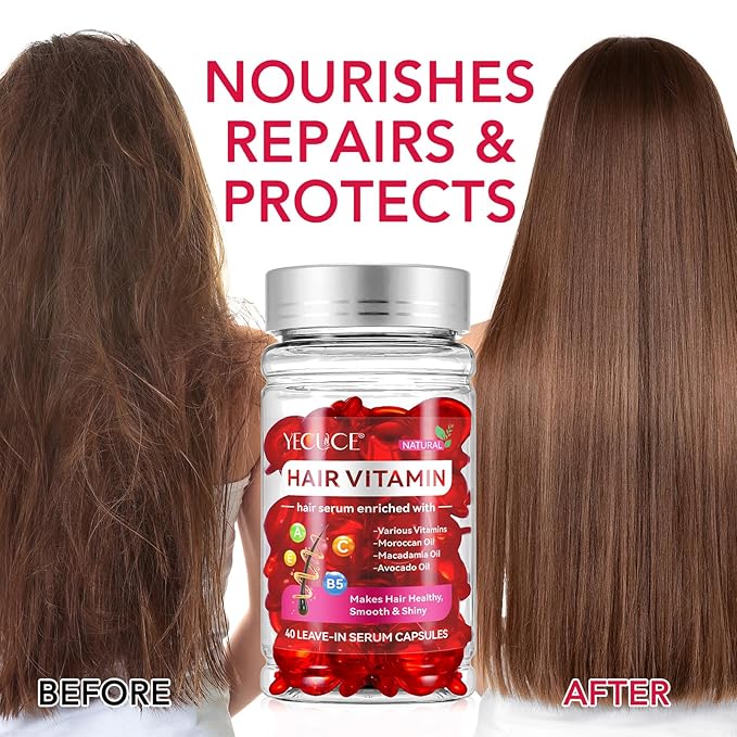 2 Pack Hair Treatment Serum,Hair Capsules for Hair Growth and Moisturizing with Vitamin A C E Pro B5, Conditioner for Women & Men 80p