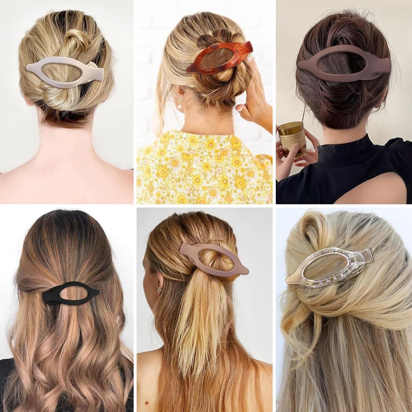 Flat Hair Clip 6 pcs Lay Down Claw Clips Hair Accessories for Women -Transparent