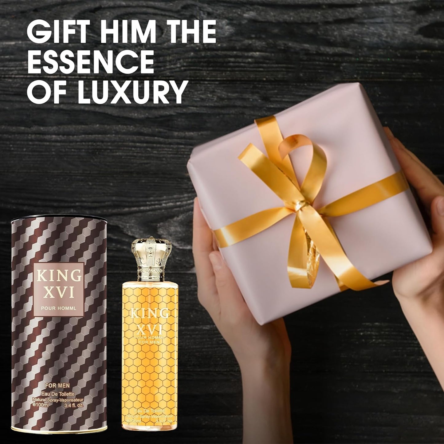 King XVI Sensual Woody Fragrance for Men | Long Lasting Cologne Aromatic Scent, Eau de Parfum Natural Spray - Great Holiday Gift, 3.4 Fl Oz/100 Ml