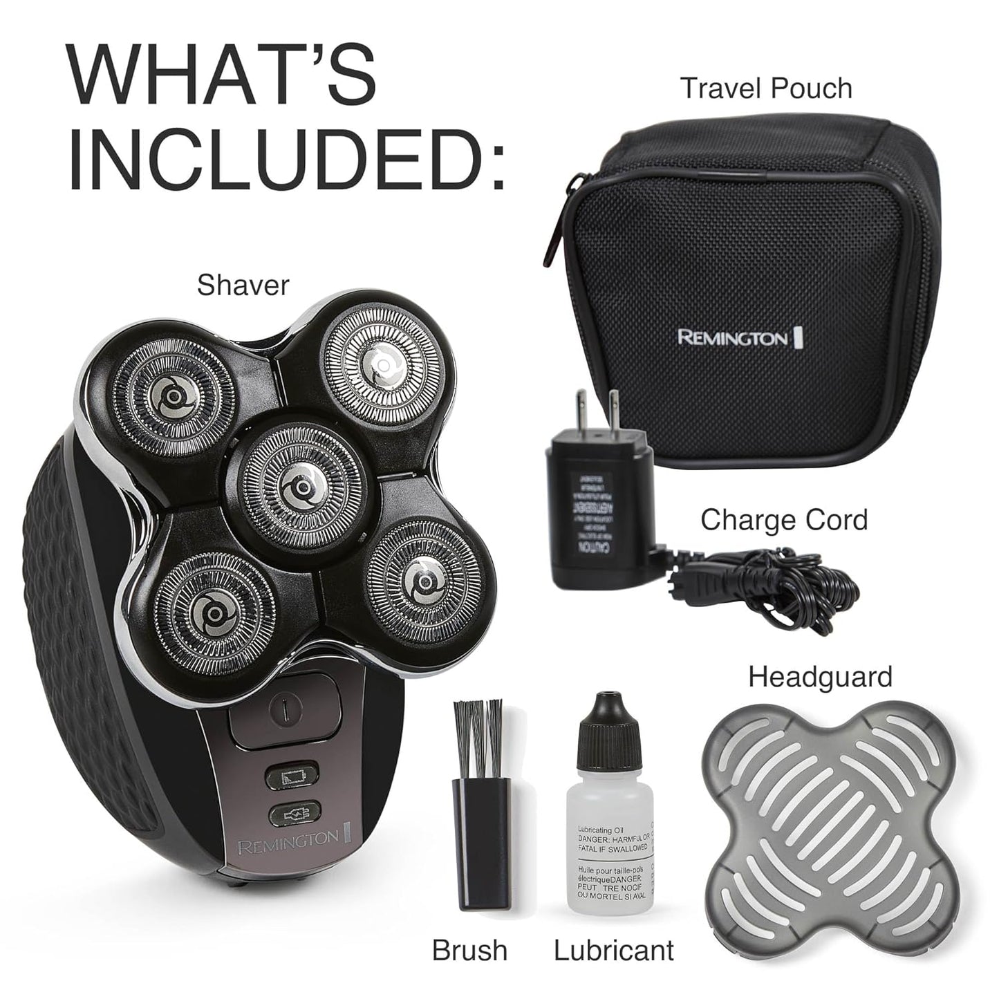 Remington XR7000 Balder Pro Rotary Shaver Rechargeable Waterproof Electric Razor for Men Cordless Lithium Power 5 Dual Track Flexing Heads and Pop-Up Trimmer Black