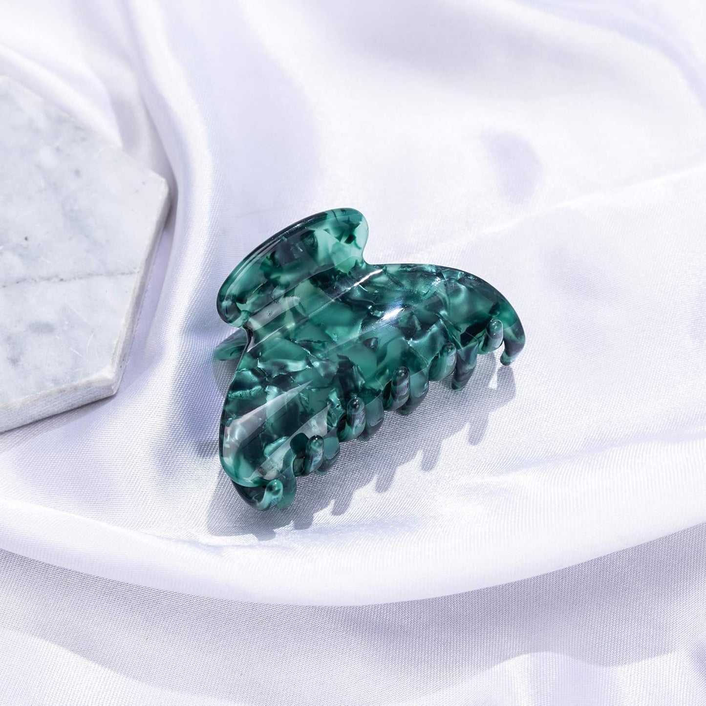 Handmade Celluloid Acetate French Design Barrettes Tortoise Shell Claws Hair Claw Luxury Fashion Accessories Hair Clip for Women (Forest)