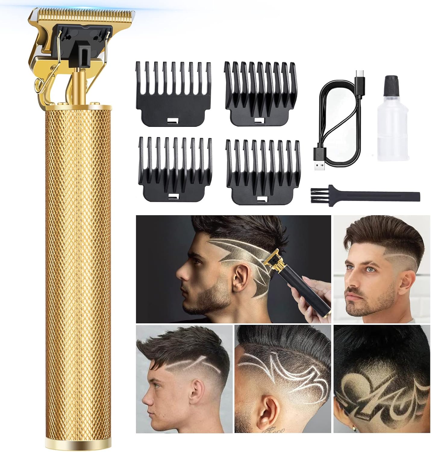 candyfouse Hair Clippers for Men, Rechargeable Beard Trimmer with 4 Limit Combs, Grooming Kit for Barbers Haircut, USB Type-C Charging, Professional Shaver Gifts