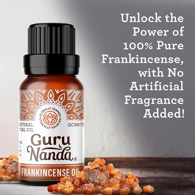 GuruNanda Frankincense Essential Oil (0.5 Fl oz) - 100% Pure, Natural and Undiluted Diffuser Oil for Aromatherapy, Massages & DIY Recpies - Supports Join Health & Promotes Radiant Skin