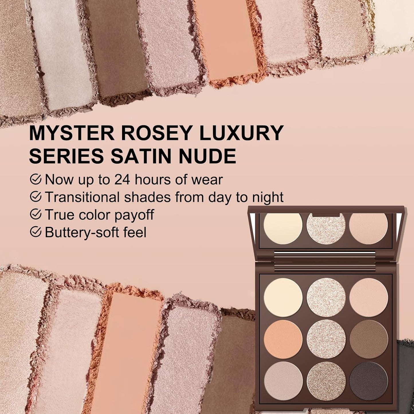 Neutral Eyeshadow palette, Nude eye shadow palette, High-Pigment eyeshadow makeup palette with Mirror, Long-lasting Wear, Vegan, Cruelty-free - 0.5oz