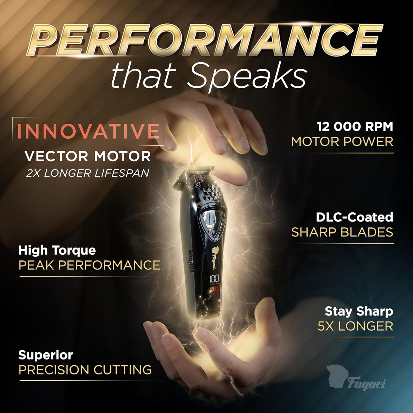 Fagaci Professional Zero Gapped Trimmer for Men, High Torque Vector Motor Cordless Beard Trimmer for Men, T Liners Professional Trimmers for Barbers with DLC Blades, Zero Gap Trimmers Barber T Blade