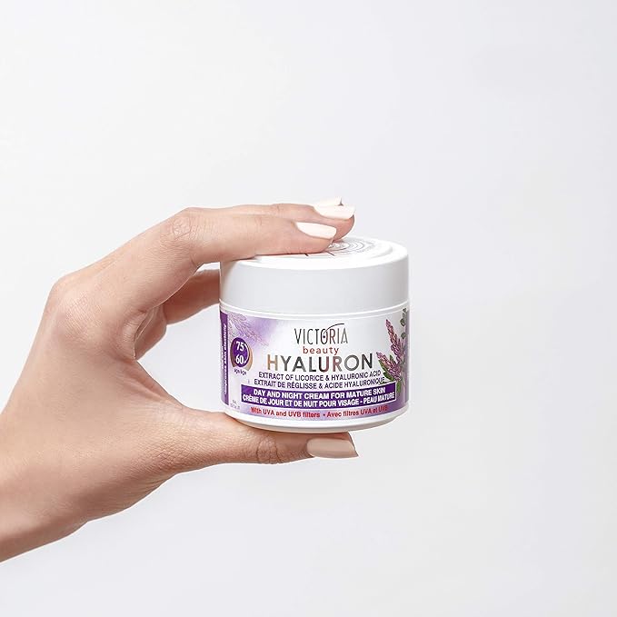Hyaluron Anti-Wrinkle Cream with Licorice Extract - for Mature Skin (Age 60+) - Intensive Natural Cream for Day & Night With UV Filters