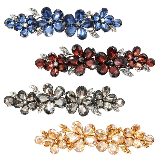 Hair Clips for Women, Rhinestone Bridal Hair Barrettes with Crystal Accents, Sparkly Hair Pins for Wedding, Bride & Long Hair, Formal Evening Hair Accessories