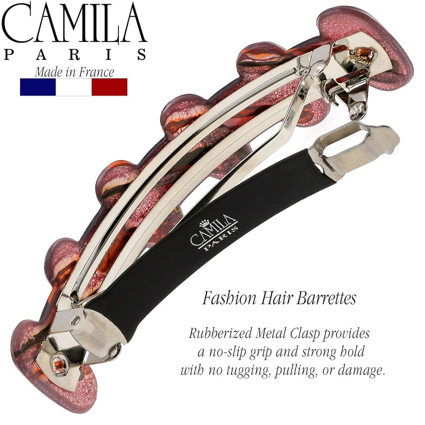 Camila Paris CP3304 French Hair Barrette Clip for Girls for Thick Curly Wavy Long Hair, Strong Hold Grip Hair Clips for Women, Automatic, No Slip Durable Styling Girls Hair Accessories, Made in France