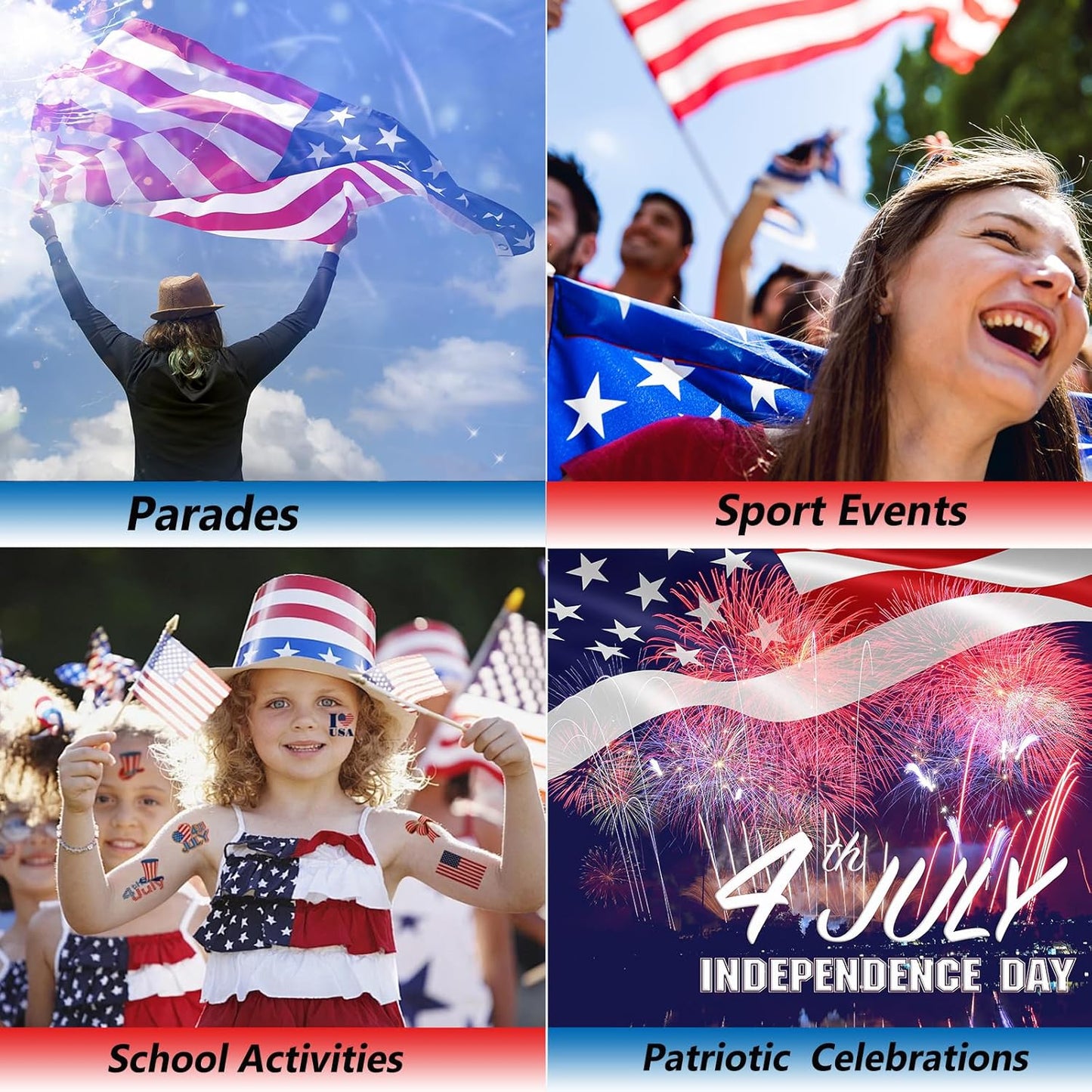 Patriotic Red White and Blue Glitter Stick, 4th of July Outfits for Body & Hair, Women Kids Fourth of July Accessories, Face Hair Glitter for Independence Day, Memorial Day, Veterans Day