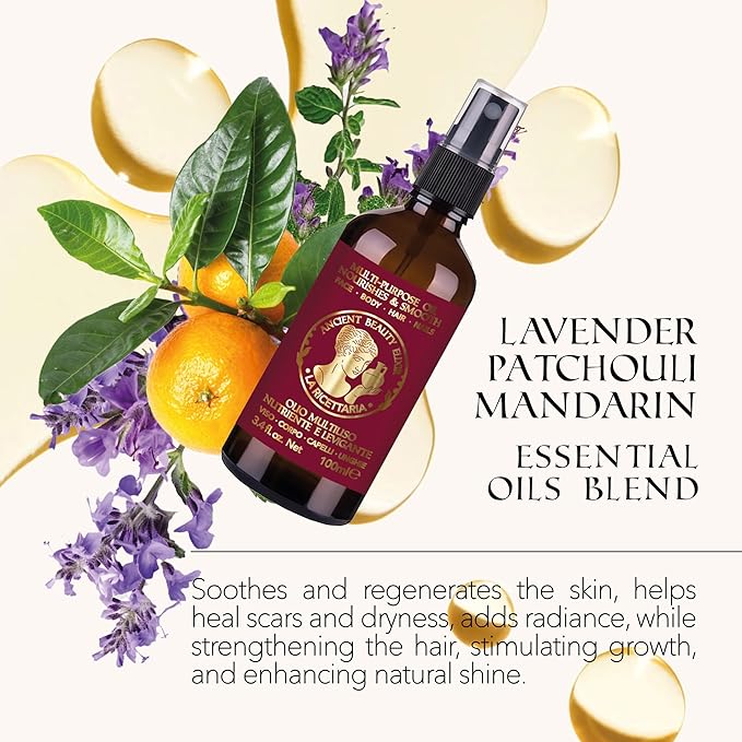 Natural Multipurpose Oil, Hydrating After-Shower Oil & Face Moisturizer, Nail Care with Apricot, Sweet Almond, Olive, and Vitamin E Oils, Skincare for Dry Skin