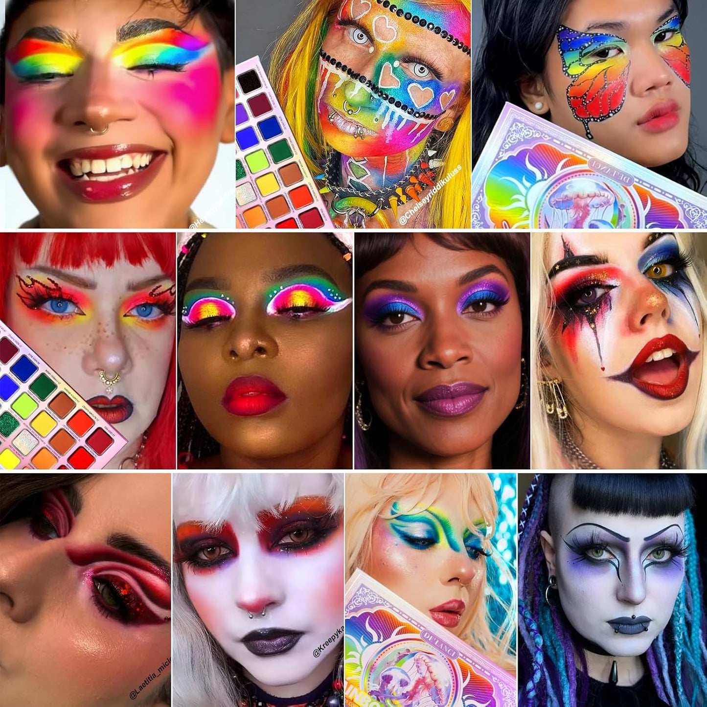 DE'LANCI Rainbow Eyeshadow Palette Colorful Makeup Pallet, Multichrome Bright Neon Eyeshadow Palette, High Pigment Vibrant Face Paint Rainbow Iridescent Makeup Long Lasting Daily Festival Goth FX Look