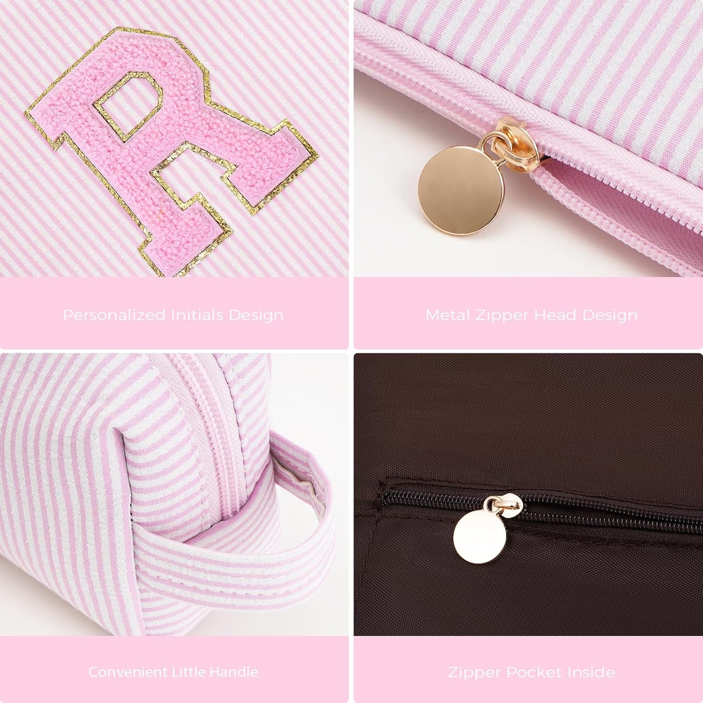 Personalized Anniversary Wife's Birthday Gifts,Mothers Day Gifts for Women,Wife Gifts from Husband,Cool Birthday Gifts for Wife,Makeup Bag Set Cosmetic Bag for Teen Girls - Pink,R