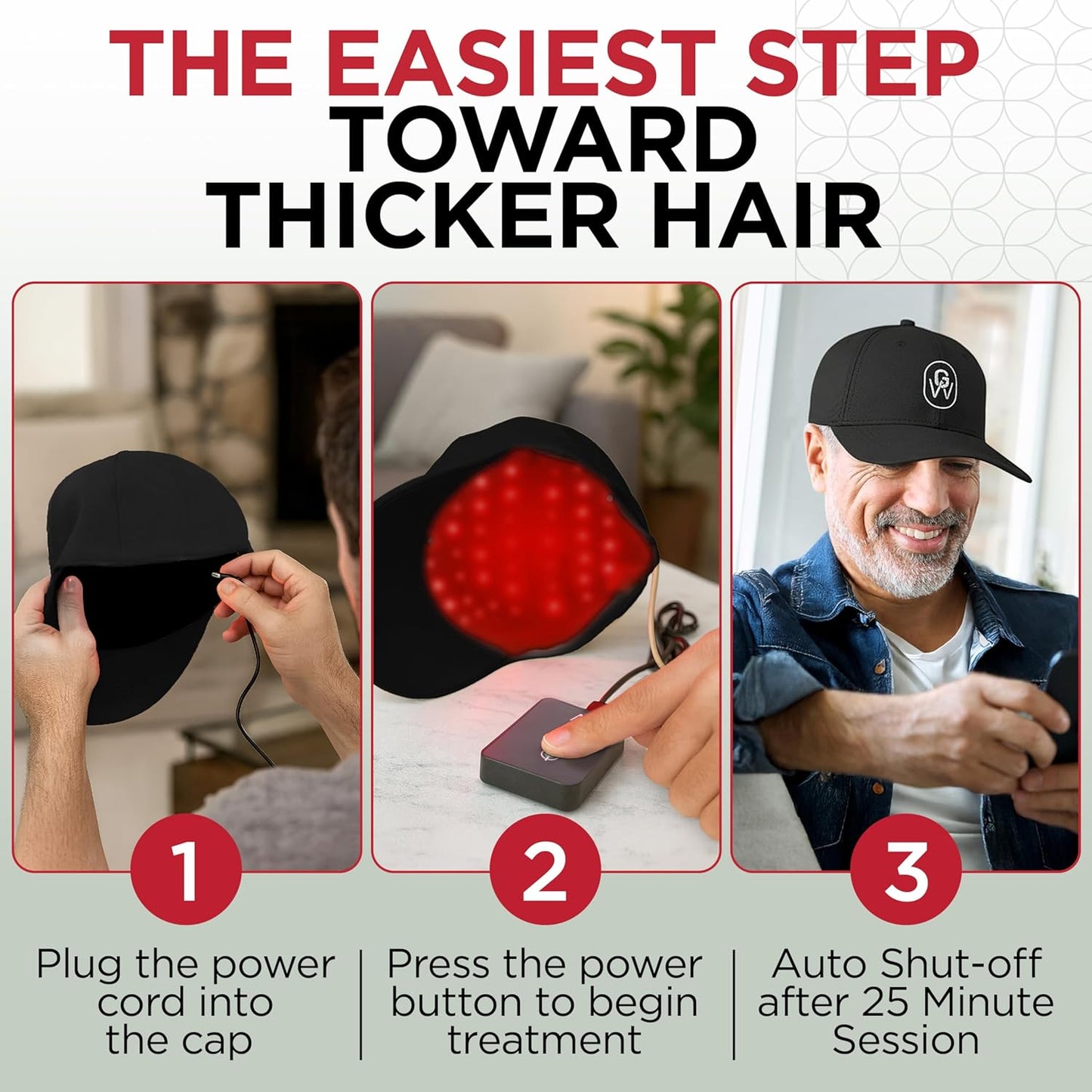 Red Light Therapy Hair Growth Cap – FDA Cleared Laser Treatment for Hair Regrowth and Reduced Shedding – LED & Laser Red Light Therapy Clinically Proven in Double-Blind Studies -Black
