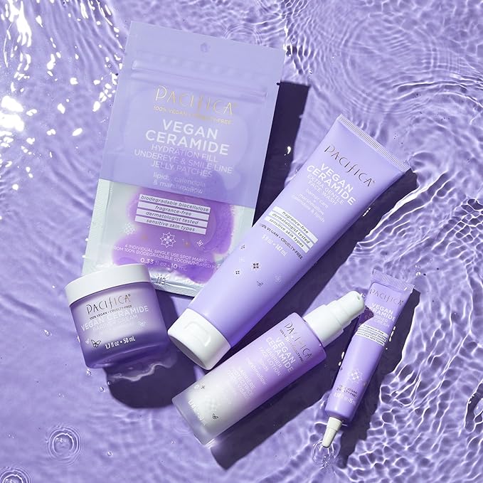 Pacifica Undereye Mask Vegan Ceramide Hydrating Jelly Eye Patches - Under Eye & Smile Line Masks for Fine Lines & Puffiness, Barrier Repair for Sensitive Skin, Fragrance-Free Vegan Clean Beauty