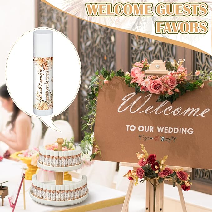 50 Pcs Wedding Bridal Shower Gifts Party Favors Bulk Floral Lip Balm Baby Shower Thank You Appreciation Gifts for Women Tea Bachelorette Party(Elegant)