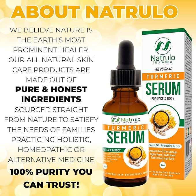 Turmeric Serum for Face & Body - All Natural Turmeric Skin Brightening Serum for Spots - Turmeric Facial Repair Serum Cleanses Skin, Fights Acne, Evens Tone, Minimizes Pores - Pure Turmeric Oil